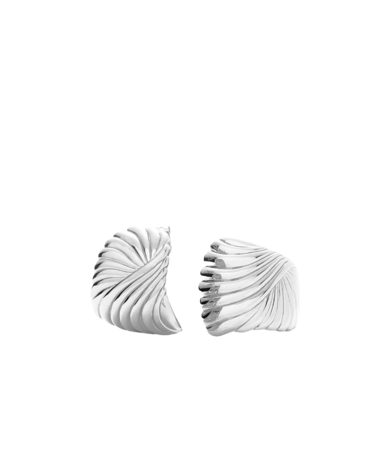 Hot Wavy Ridge Oversized Stud Earrings In Silver Jewellery | Earrings