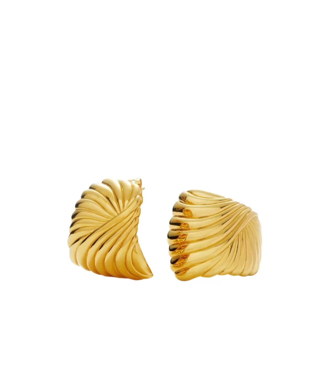 Store Wavy Ridge Ripple Oversized Stud Earrings In Gold Jewellery | Earrings
