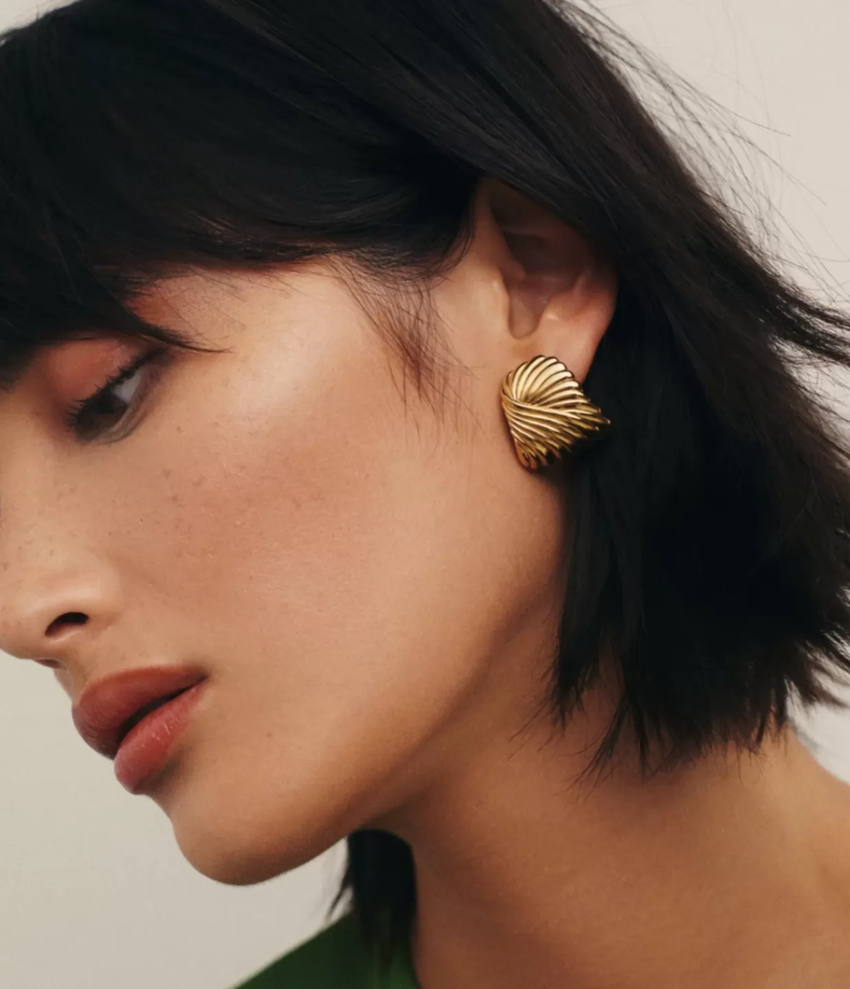 Store Wavy Ridge Ripple Oversized Stud Earrings In Gold Jewellery | Earrings