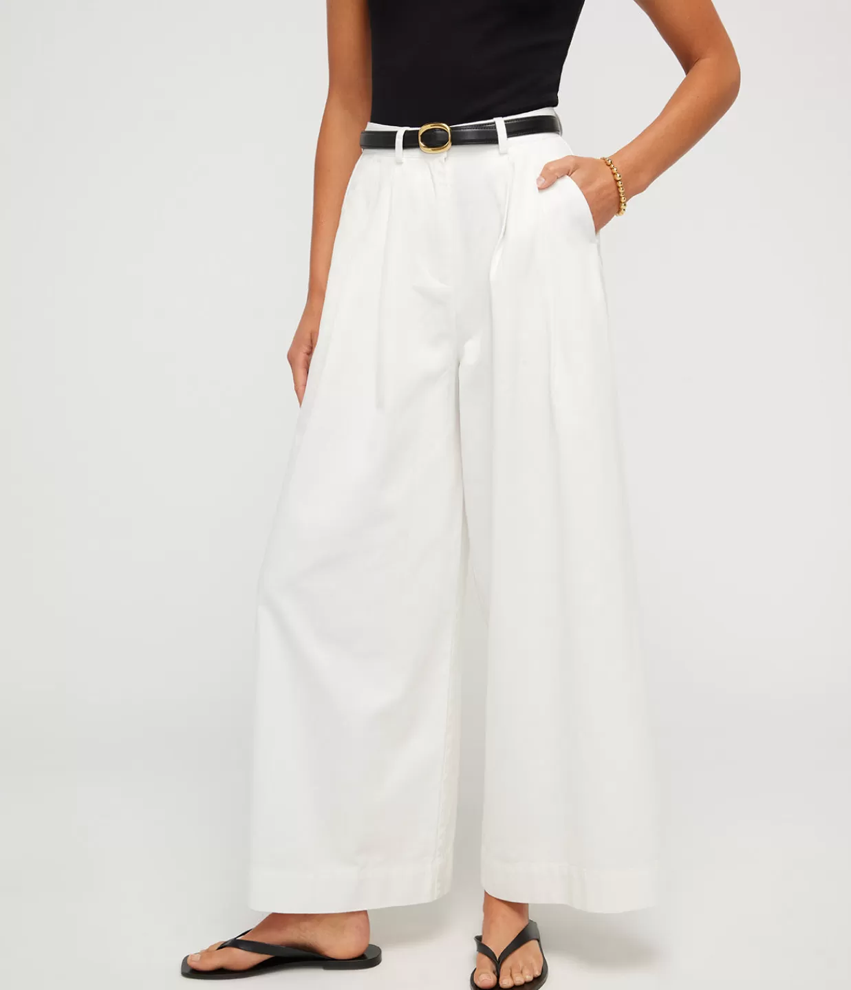 Clearance Wesley Wide Leg Trouser In Vintage White Pants