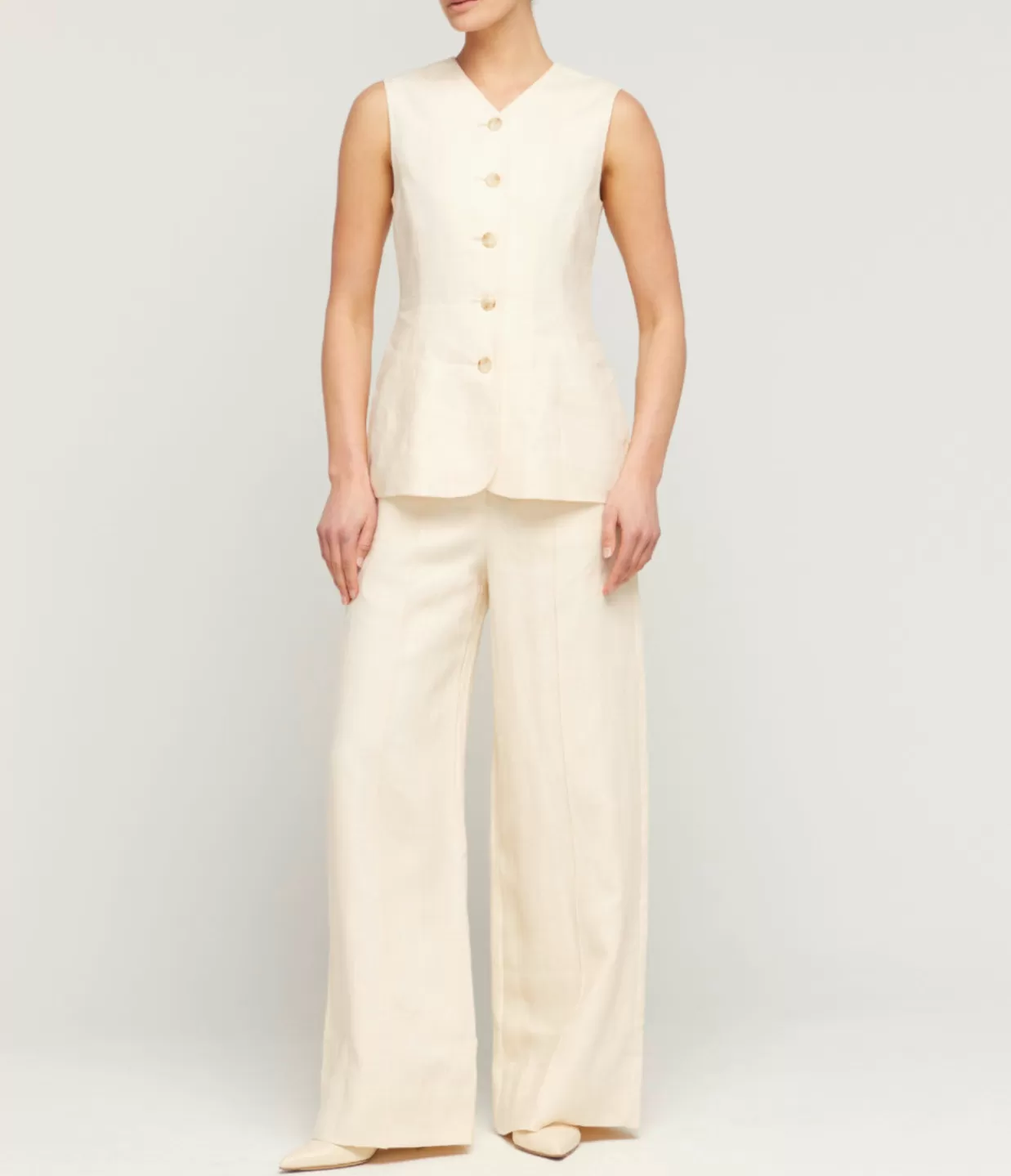 Shop Wide Leg Trouser In Ivory Pants