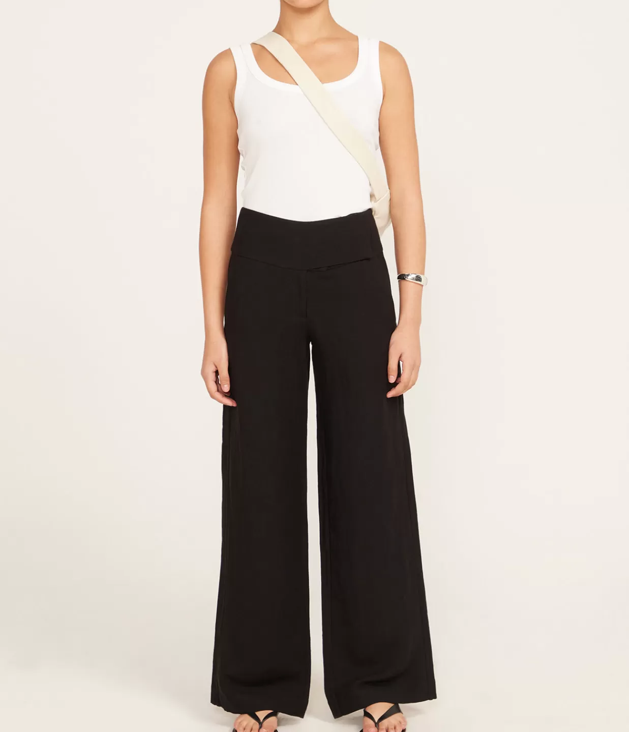 Cheap Wide Waistband Pants In Black Pants