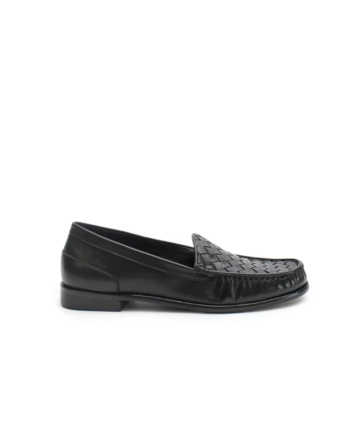 Cheap Woven Loafer In Black Flat Shoes