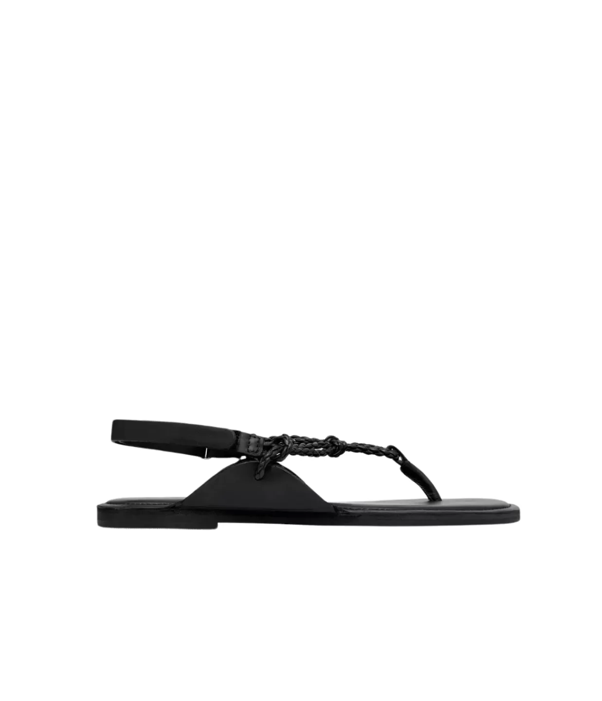 Cheap Woven Rope Sandal In Black Flat Sandals