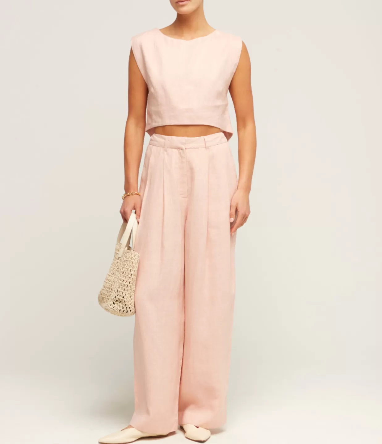 Clearance Wyatt Linen Trouser In Silver Pink Pants