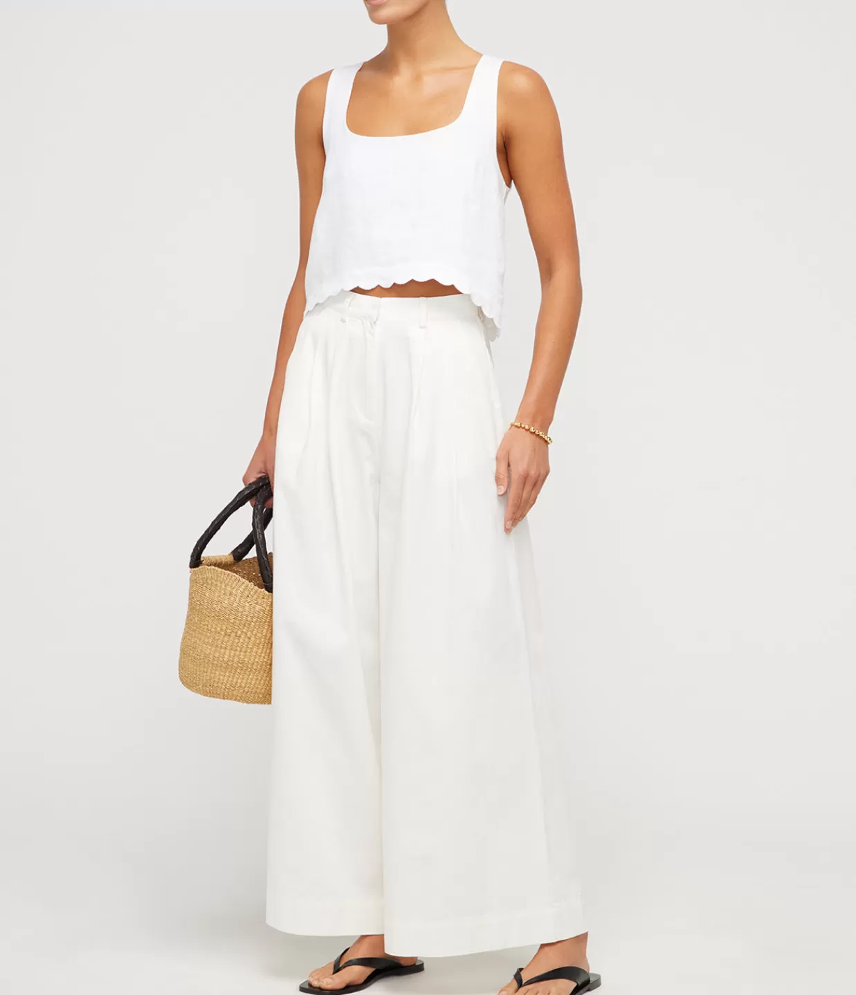 Cheap Zayla Linen Top In Ivory Tops