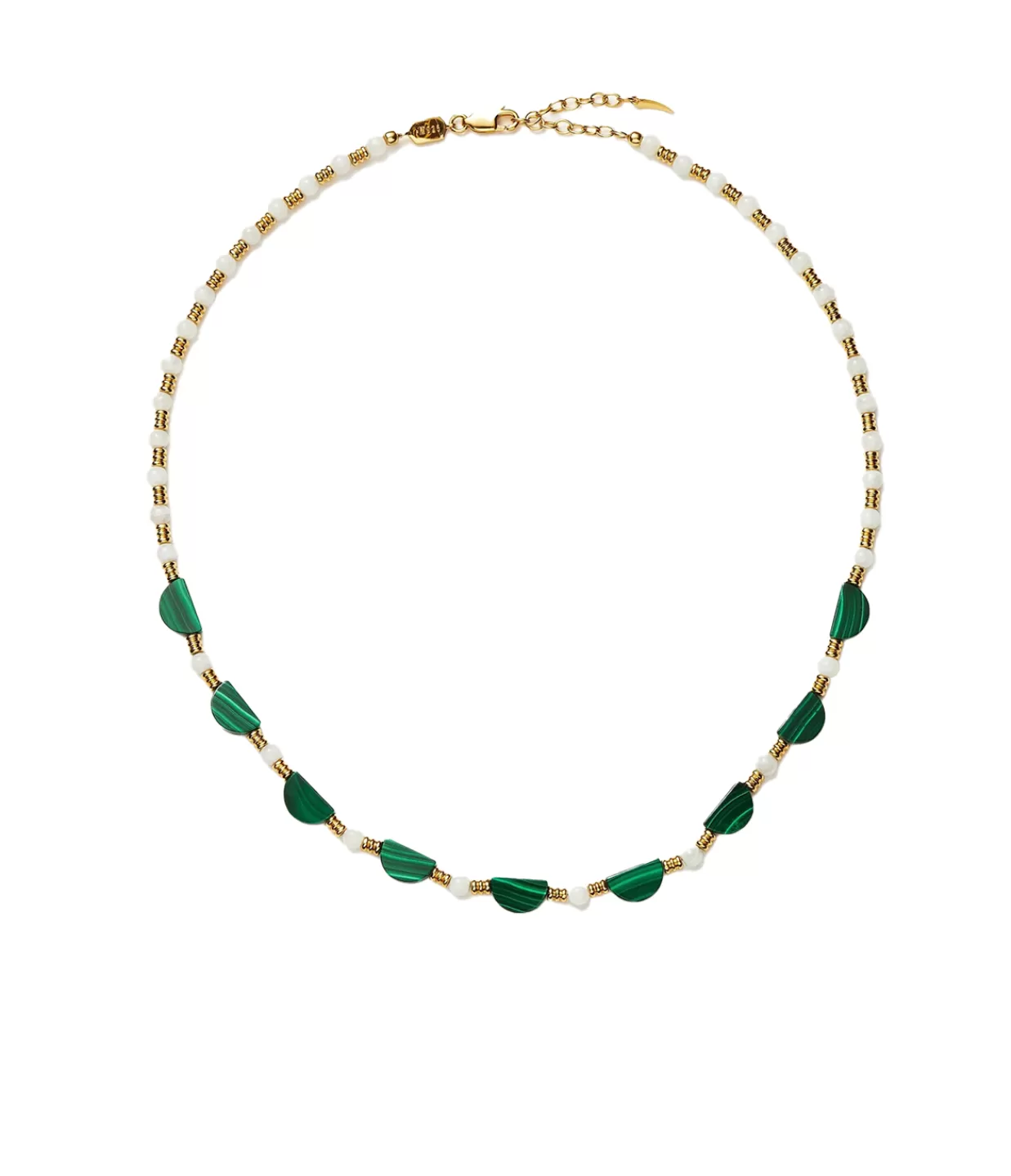 Best Sale Zenyu Beaded Half Moon Necklace In Gold And Amazonite Jewellery | Necklaces