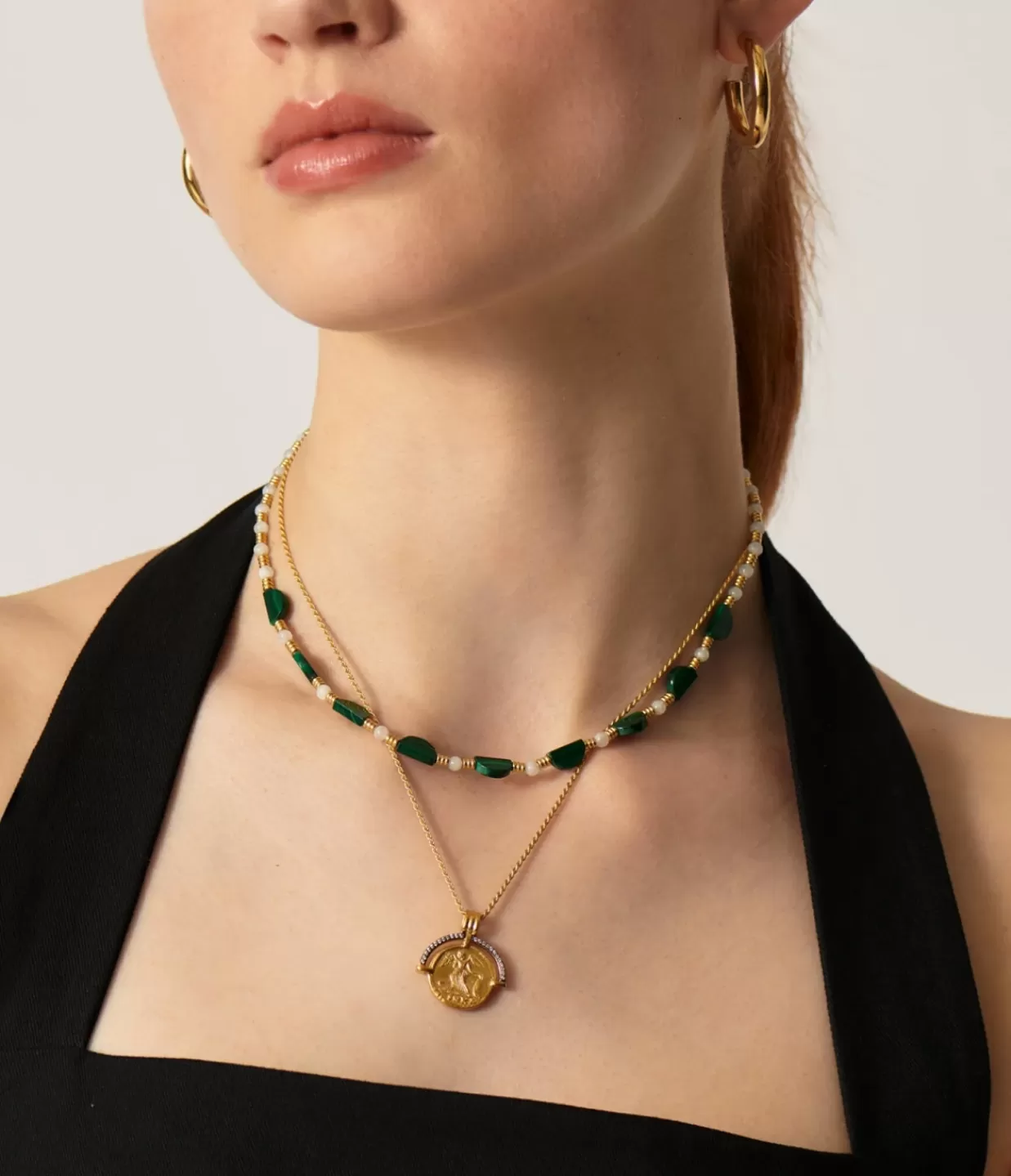 Best Sale Zenyu Beaded Half Moon Necklace In Gold And Amazonite Jewellery | Necklaces